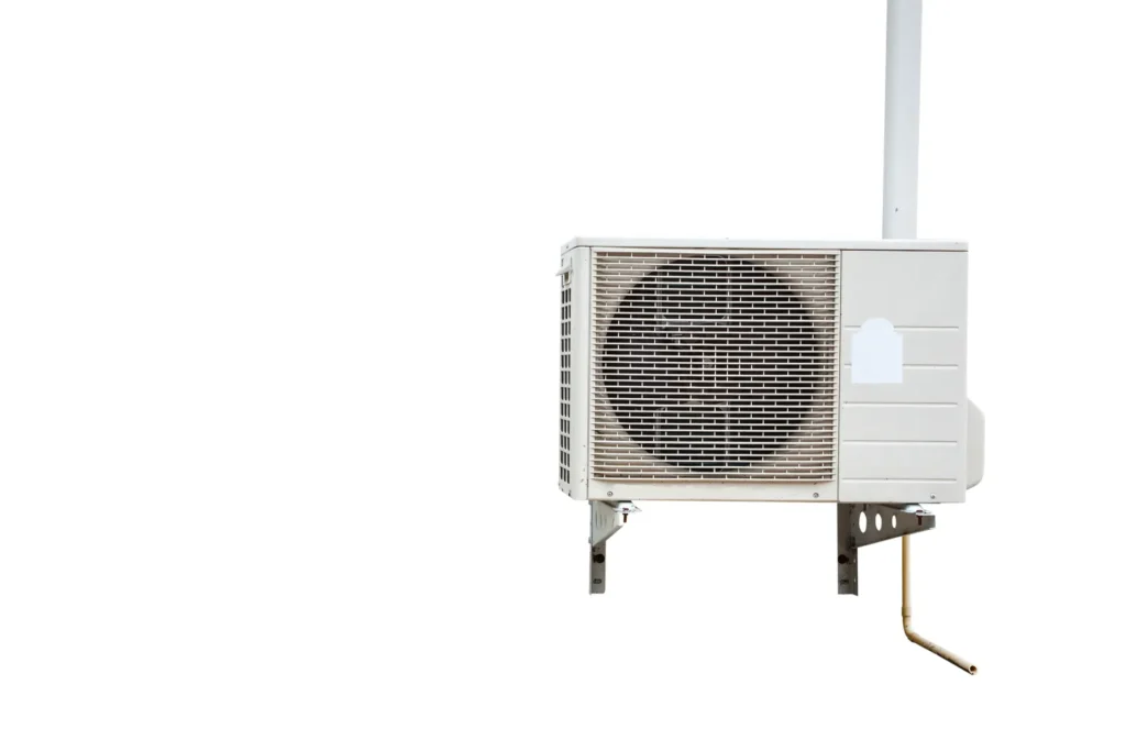 Outdoor air conditioner unit on a white background