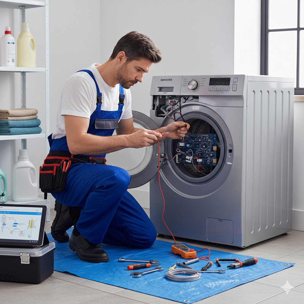 الدليل الشامل والعميق. شرح كل رمز خطأ في غسالات سامسونج (حوالي 70 رمز) مع الأسباب، طرق التشخيص، وحلول خطوة بخطوة